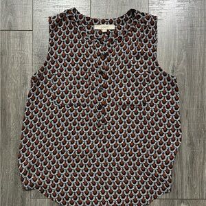 LOFT Black and White Floral Sleeveless Blouse
(0128)